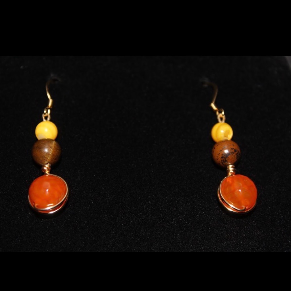 Gold Plated Earrings With Real Precious Gemstones